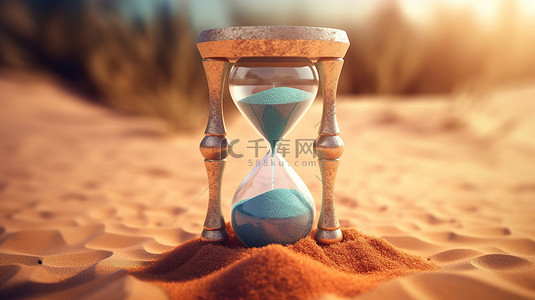 到了背景图片_时间到了沙漏中流沙的 3D 插图