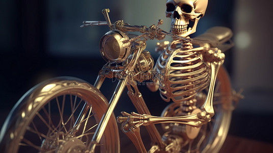 赛车活动背景图片_具有 3D 闪闪发光金属骨架的蒸汽朋克自行车