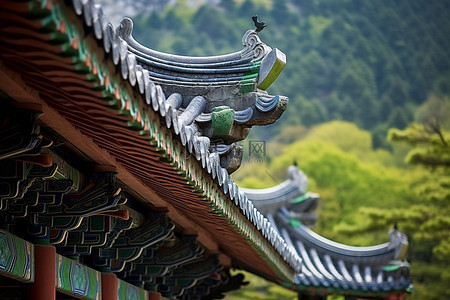 极简外景背景图片_山上亚洲建筑的外景