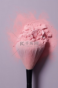 化妆品护肤彩妆背景图片_将粉红色粉末铺在眼影刷上