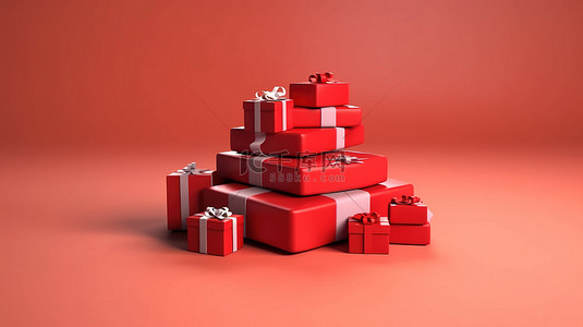 優惠價背景图片_用于清仓销售概念的 3D 渲染礼品盒插图