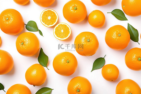 大小不同的新鲜橙子排列整齐