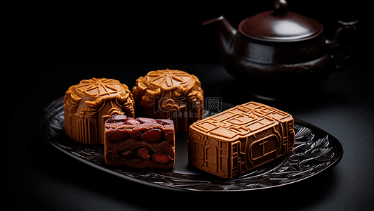 传统美味背景图片_中秋节制作月饼创意