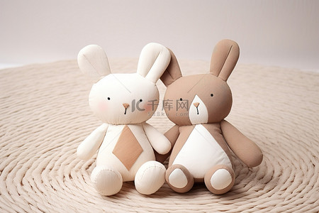 可爱婴儿玩具背景图片_可爱的婴儿玩具毛绒熊和兔子