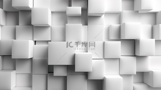 3d 白色几何方形形状背景插图