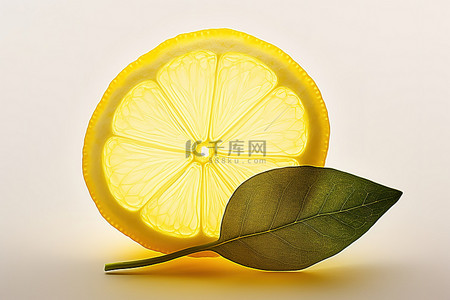 一片叶子背景图片_一片柠檬，上面有一片叶子