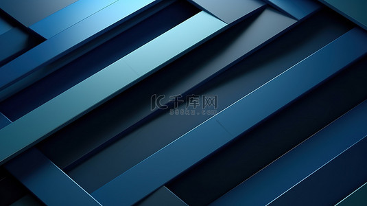蓝色企业模板背景图片_简单而优雅的蓝色条纹几何抽象商业和企业模板的完美 3D 插图