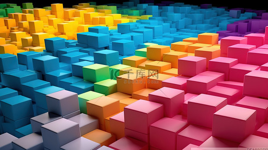 3d积木背景图片_以 3D 形式呈现的色彩鲜艳的建筑块