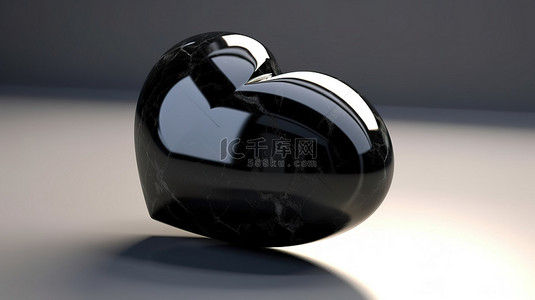 魅力黑背景图片_心形黑玛瑙宝石的 3d 渲染