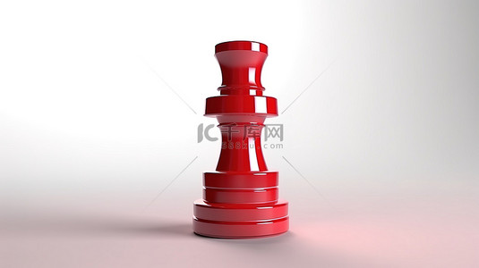 红色国际象棋塔图标 3d 轮廓商业符号和渲染