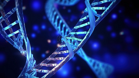 探索医学遗传生物技术和生物化学的 DNA 螺旋的 3D 插图