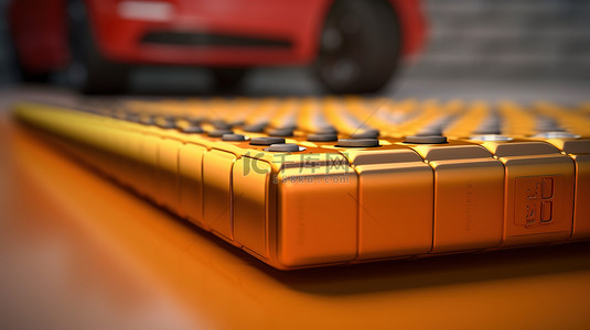 带锂离子电池的远程电动汽车的概念 3D 渲染