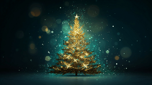 圣诞金色圣诞树背景图片_圣诞节白色精美雪花金色圣诞树