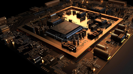 芯片电路板背景图片_以 3d 呈现的印刷电路板