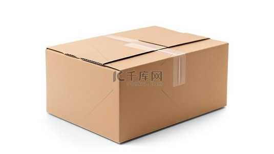 实物纸箱包装背景图片_白色背景隔离棕色纸板箱样机的 3D 渲染