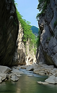 流淌水背景图片_山脉，河流在峡谷中流淌