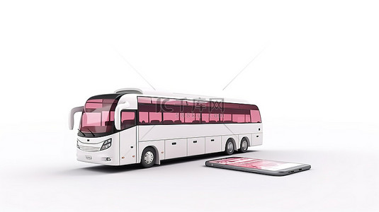 公共电话背景图片_在手机应用程序概念 3D 渲染中预订移动白色长途客车