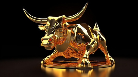 金牛背景图片_陷入商业概念的金牛的 3D 渲染