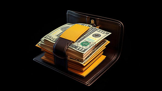 数字钱包背景图片_3D 渲染中的创新储蓄概念数字钱包和无现金社会