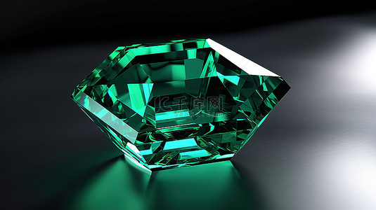 翡翠戒指背景图片_上丁切工祖母绿宝石的 3d 渲染