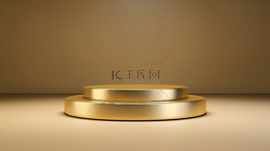 圆形金色讲台产品架的豪华金色主题3D插图渲染