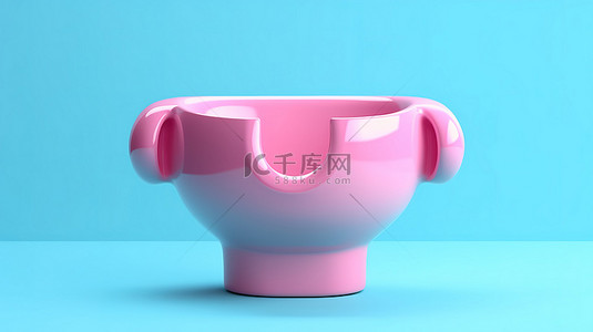 陶瓷马桶背景图片_现代粉色陶瓷马桶，采用 3D 渲染的蓝色双色调设置