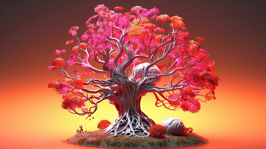 3D 渲染正念树概念