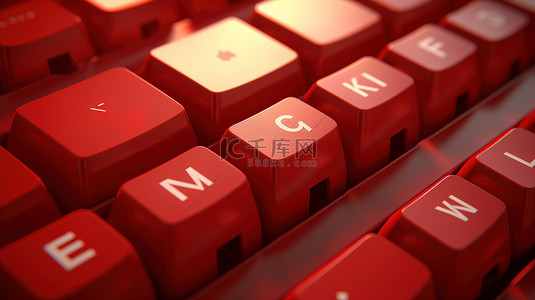 外国志愿者背景图片_白色 PC 键盘上红色善良键的特写视图的 3D 渲染