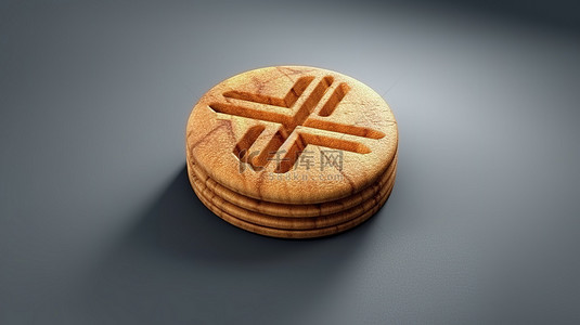 自制美食背景图片_灰色背景上的简化 3d 饼干图标符号