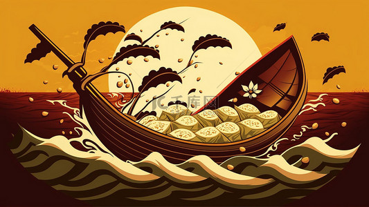 可爱的粽子背景图片_端午节糯米船节日