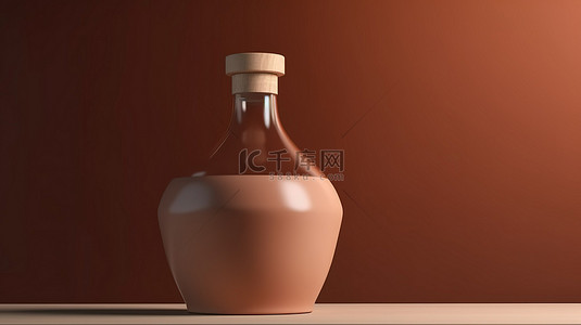红瓶子样机背景图片_在彩色杵背景上准备好 3D 渲染酒精瓶的模型