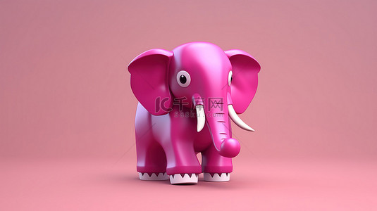 大象图腾背景图片_3d 粉红大象角色