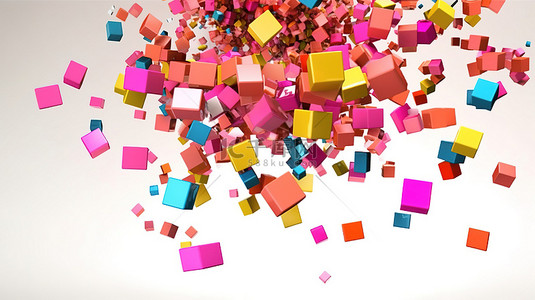 多彩多姿的立方体在 3D 抽象插图中翻滚