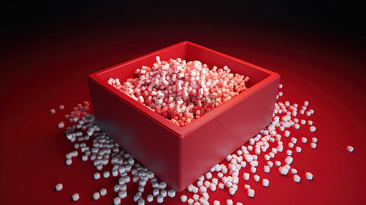白爆米花背景图片_红白盒子的抽象娱乐概念，3D 爆米花漂浮在电影院和电影主题场景中