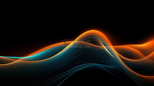 3d 渲染背景中曲线优美的蓝色和橙色线条