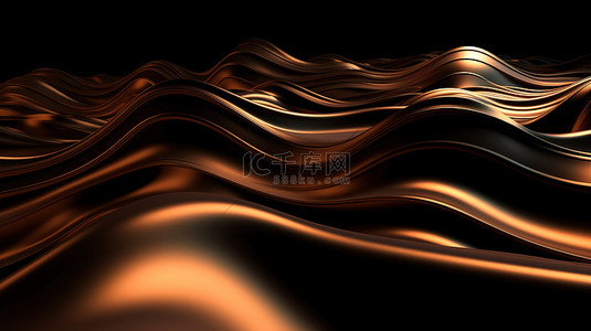 3d 渲染中的金属波浪抽象背景