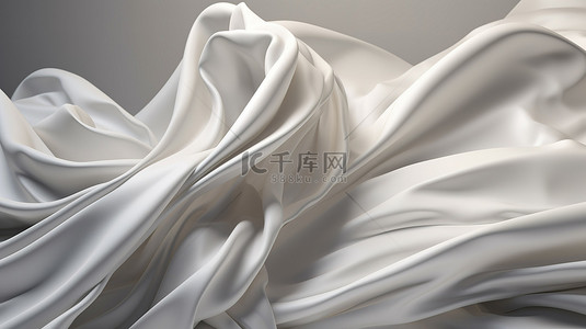 抽象时尚艺术背景 3d 白色丝绸渲染