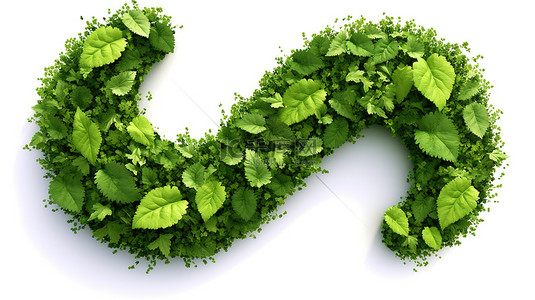 绿叶地球背景图片_绿叶结肠一个自然启发的 3d 符号隔离在白色