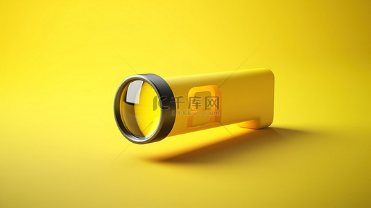 黄色背景，带有 3D 搜索栏插图，用于具有地址图标和光标的网站和应用程序的 ui 设计