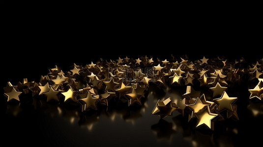 黑暗背景下闪闪发光的金色星星的 3D 渲染突出了您的公司相对于竞争对手的优势