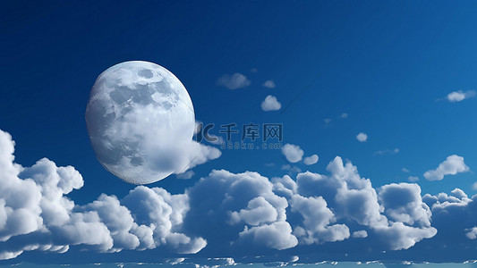 月牙背景图片_月亮天空大云