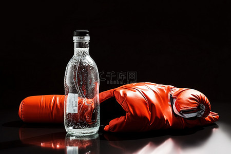 一瓶水背景图片_一个红色拳击手套，一瓶水，一瓶水