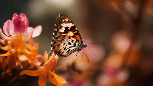 花卉植物蝴蝶飞舞特写摄影广告背景