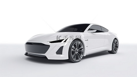 优质混合动力轿跑车概念车，采用白色动态运动设计，背景干净3D 渲染