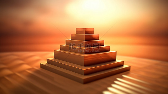 图表金字塔背景图片_具有三层的 3d 金字塔，透视背景下的概念渲染
