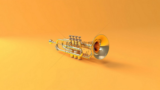 音乐彩色背景图片_彩色背景上孤立的金喇叭的真实 3D 渲染