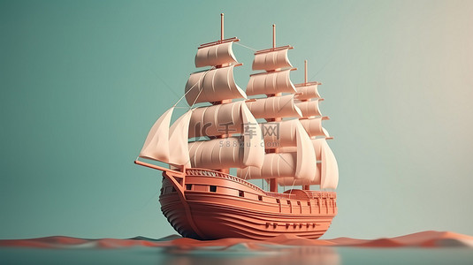 高级色背景图片_具有 3D 哑光纹理的三维渲染船舶设计的高级照片