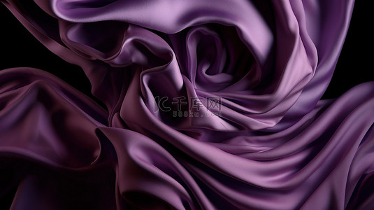 抽象艺术时尚背景，采用 3D 呈现的紫色面料
