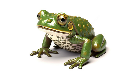 带有绿色青蛙横幅的白色背景的 3d 插图