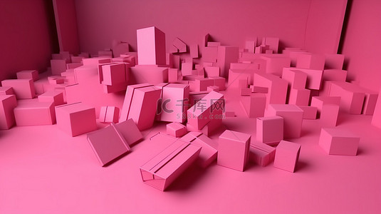 促销图标背景图片_背景上粉红色透视前视图的 3D 优惠券促销图标集